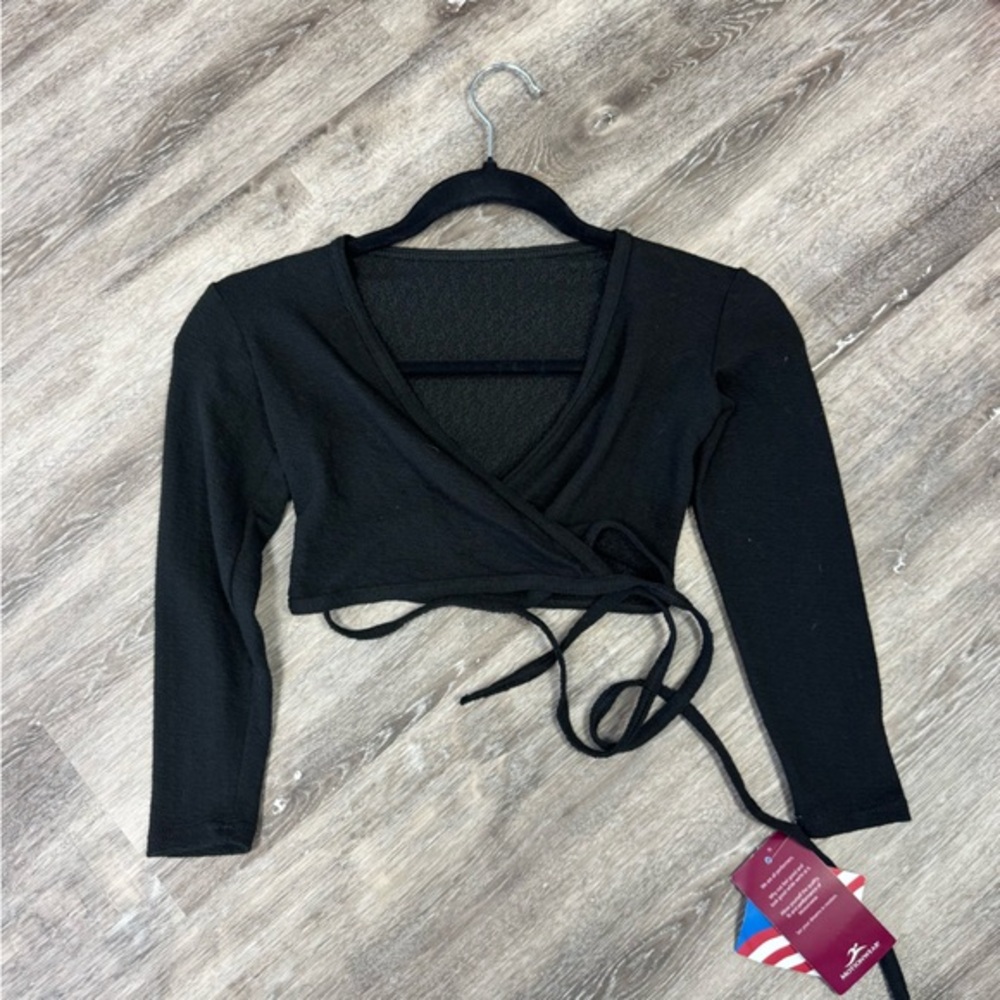 Motionwear Black Wrap Sweater for Kids